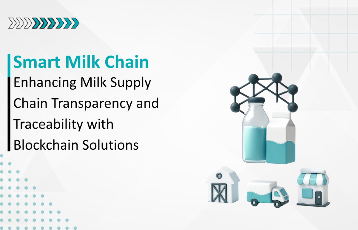 A dairy product on a blockchain background, representing blockchain-based supply chain management for a dairy company.