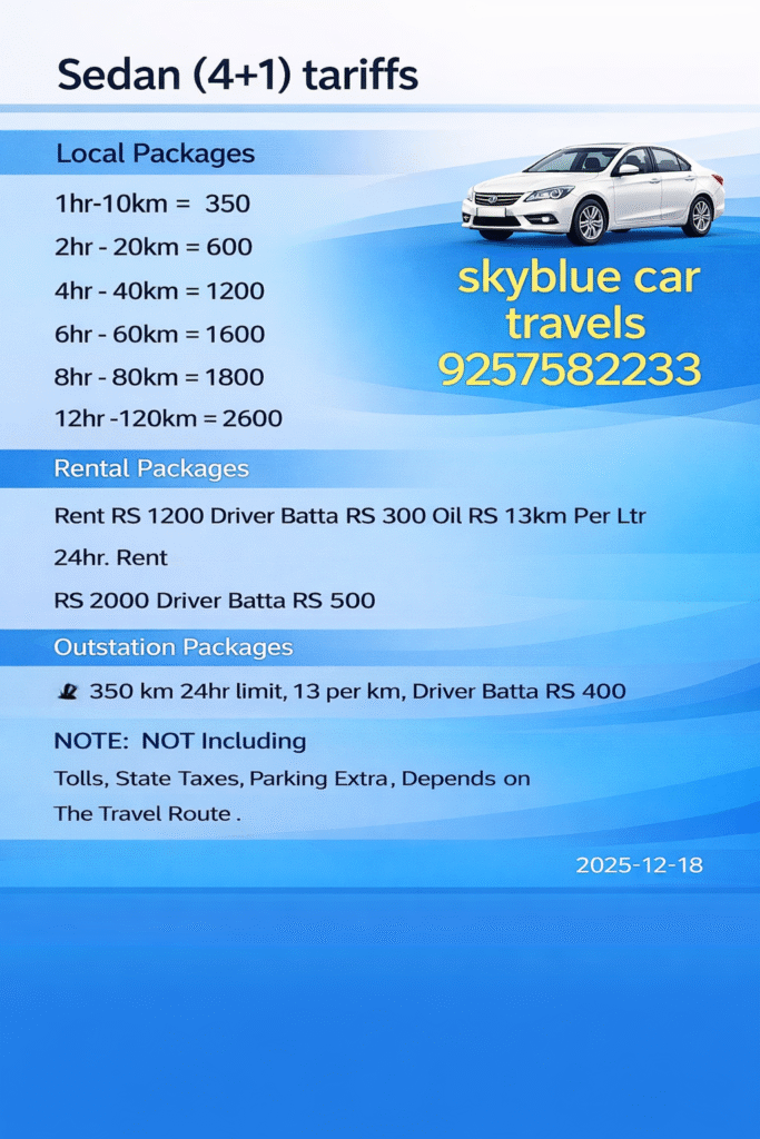 Vijayawada Car Travels Tariffs