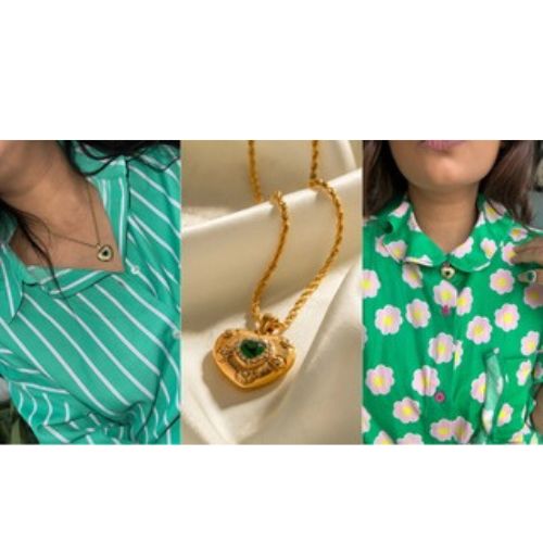 Emerald heart pendant for women