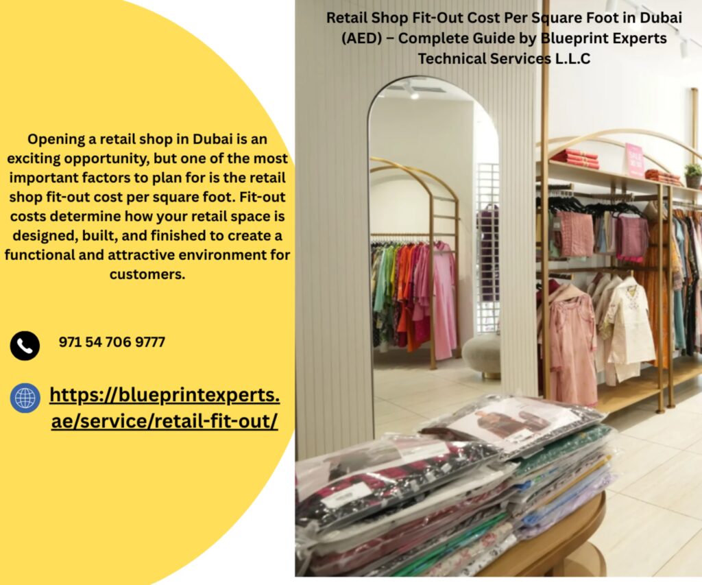 Retail Shop Fit Out Cost Per Square Foot Dubai (AED)