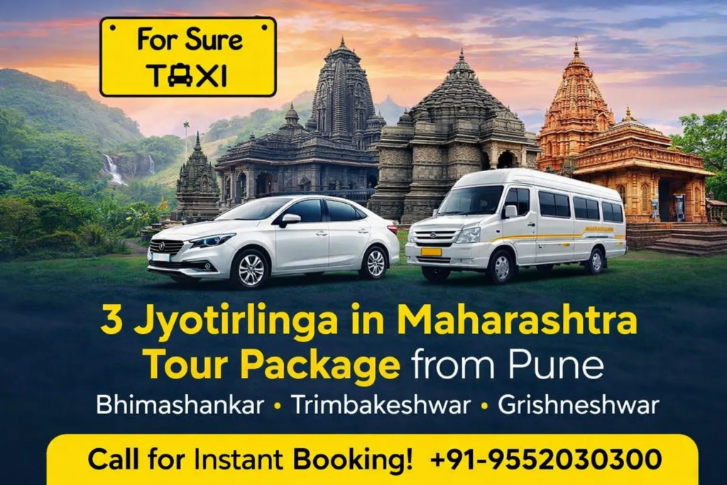 Affordable 3 Jyotirlinga Tour Package from Pune with Cab – For Sure Taxi