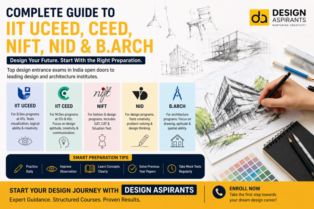Complete Guide to IIT UCEED, CEED, NIFT, NID & B.Arch Entrance Exams