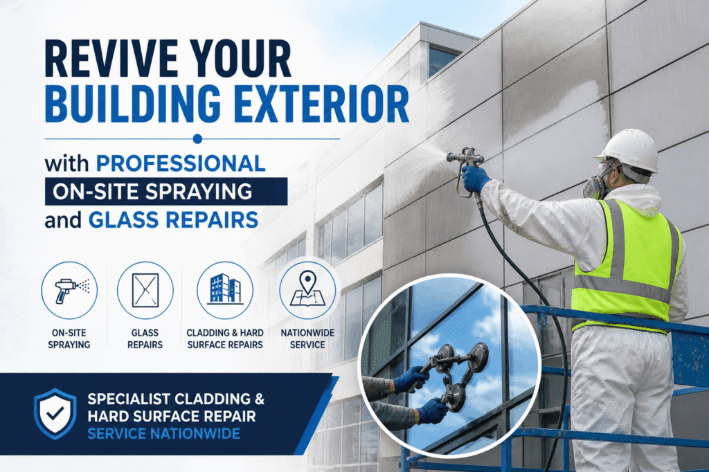 Revive Your Building Exterior with Professional On-Site Spraying and Glass Repairs