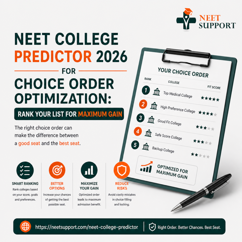 Neet College Predictor 2026 for Choice Order Optimization: Rank Your List for Maximum Gain