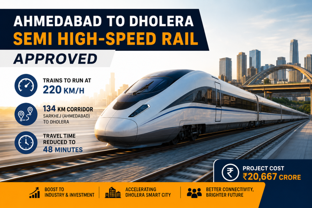 Ahmedabad to Dholera Semi High-Speed Rail Approved