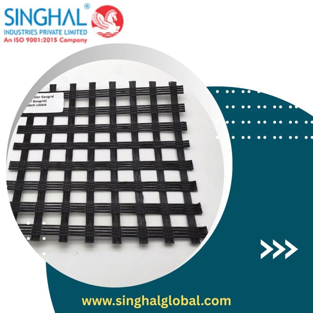 High performance polyester geogrid for heavy load applications