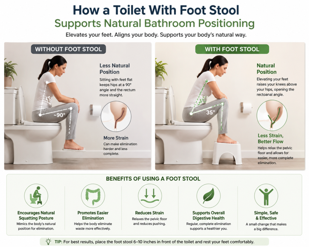 How a Toilet With Foot Stool Supports Natural Bathroom Positioning