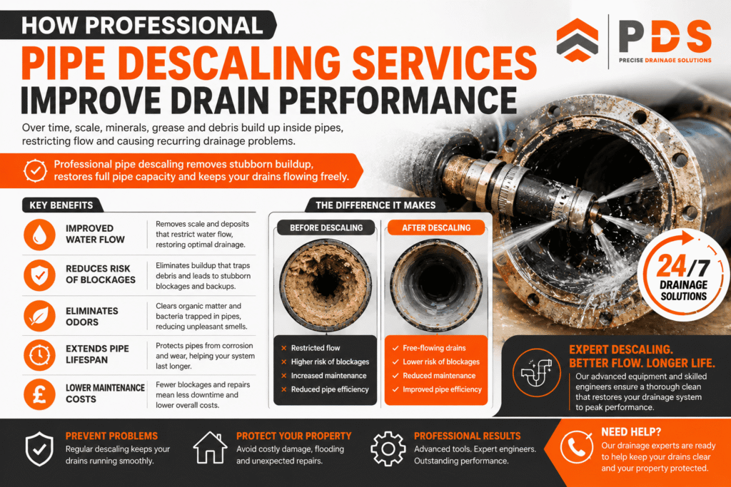 How Professional Pipe Descaling Services Improve Drain Performance