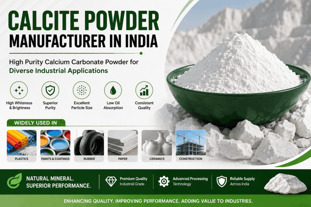 Calcite Powder Manufacturer in India – Premium Calcium Carbonate Solutions for Industrial Growth