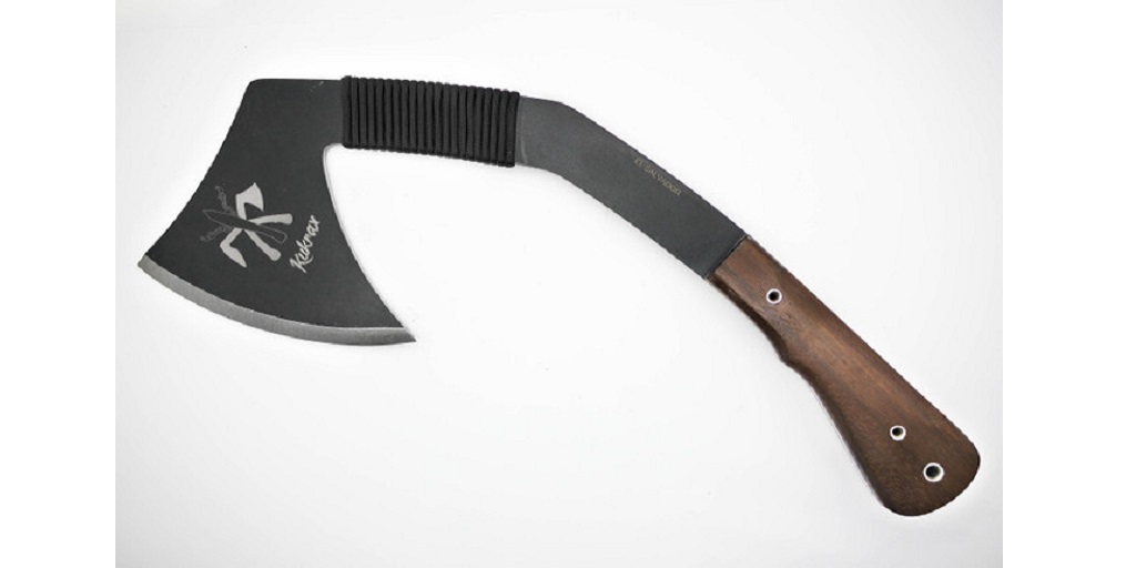 Kukrax Products: About the Pack Axe with a Walnut Handle and Partial Cord Wrap