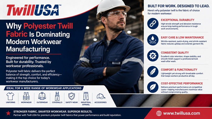 Why Polyester Twill Fabric Is Dominating Modern Workwear Manufacturing
