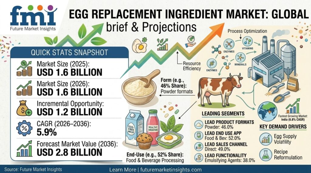 Egg Replacement Ingredient Market to Reach USD 2.8 Billion by 2036