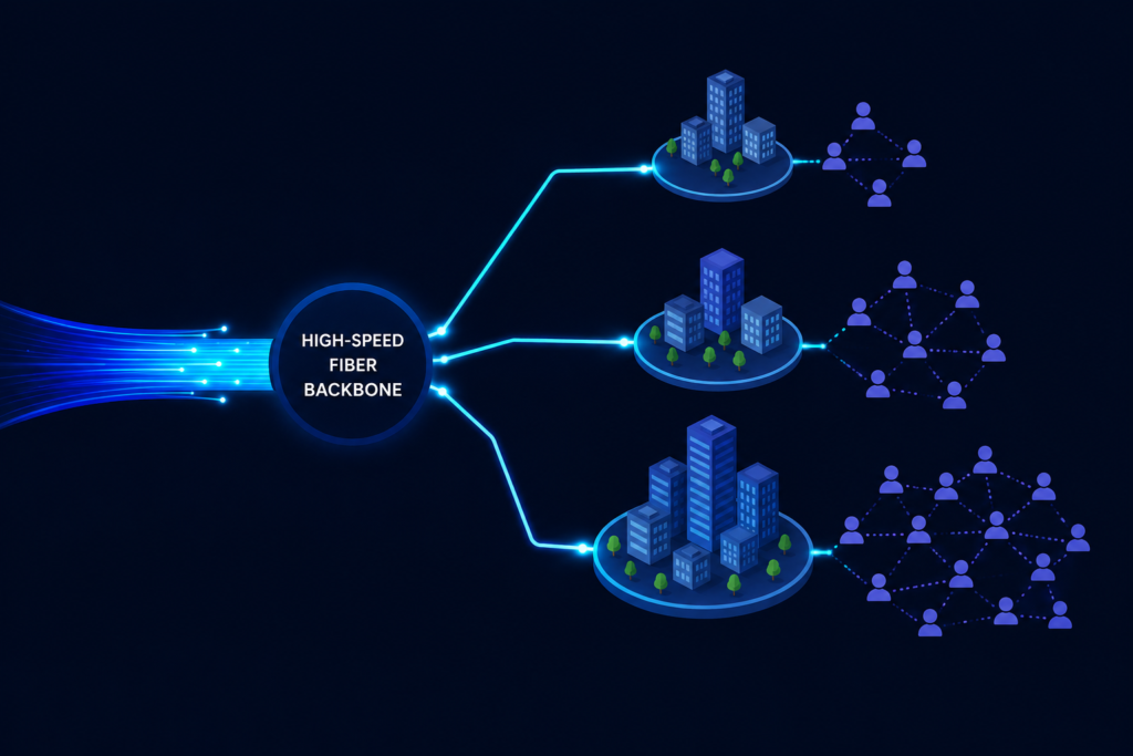 How Does a High-Speed Fiber Backbone Setup Support Scalable Network Growth?