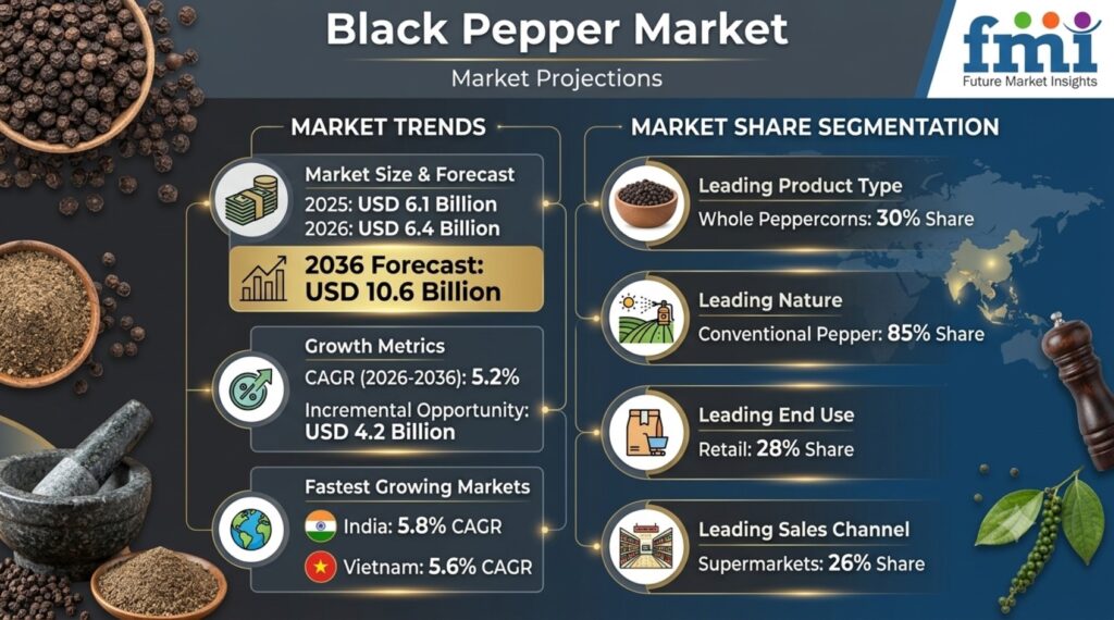 Black Pepper Market to Reach USD 10.6 Billion by 2036