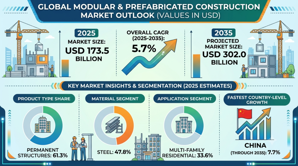 Global Modular and Prefabricated Construction Market Forecast 2025–2035: Market Expansion Driven by Labor Shortages