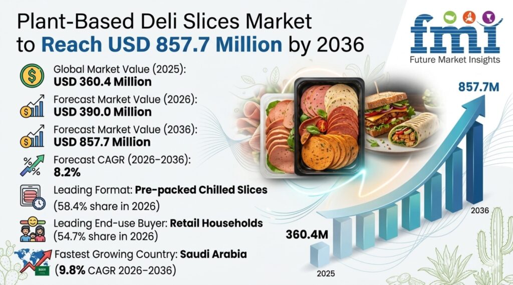 Plant-Based Deli Slices Market to Reach USD 857.7 Million by 2036