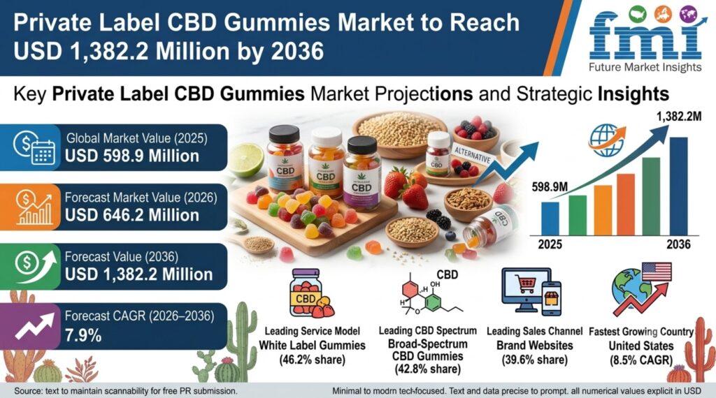 Private Label CBD Gummies Market to Reach USD 1,382.2 Million by 2036