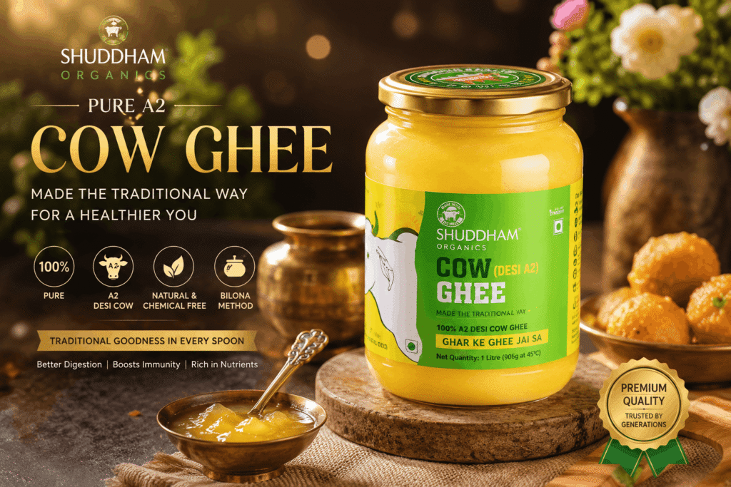 1 Ltrs Shuddham Organics Pure A2 Ghee – The Natural Choice for Pure Taste and Healthy Living