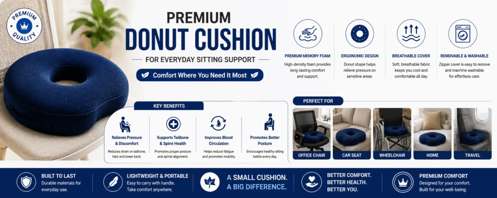Premium Donut Cushion for Everyday Sitting Support