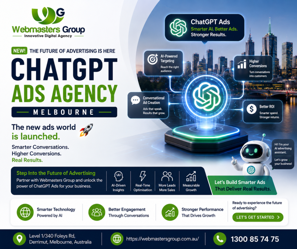 ChatGPT Ads Agency, Melbourne – AI Marketing Solutions by Webmasters Group