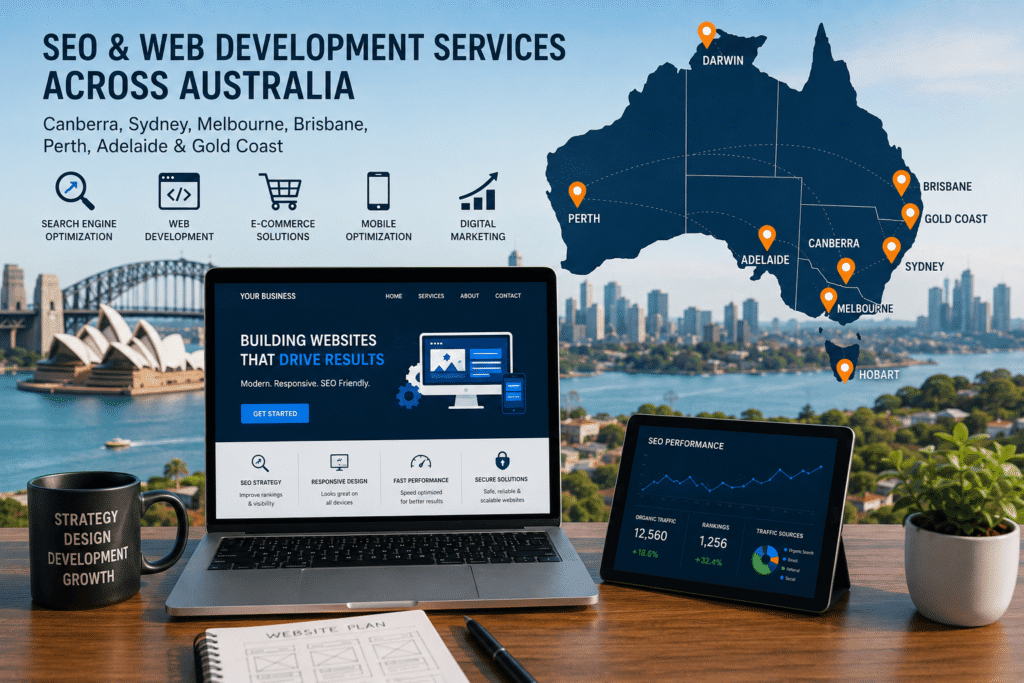 SEO and Web Development Services Across Australia: Canberra, Sydney, Melbourne, Brisbane, Perth, Adelaide & Gold Coast