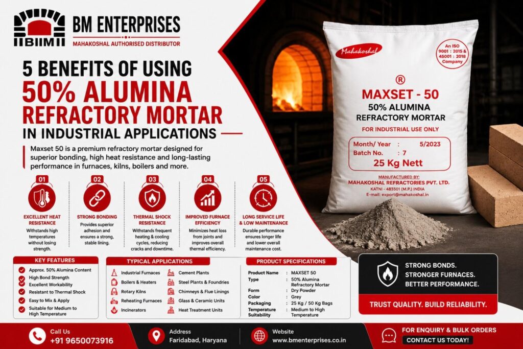 5 Benefits of Using 50% Alumina Refractory Mortar in Industrial Applications
