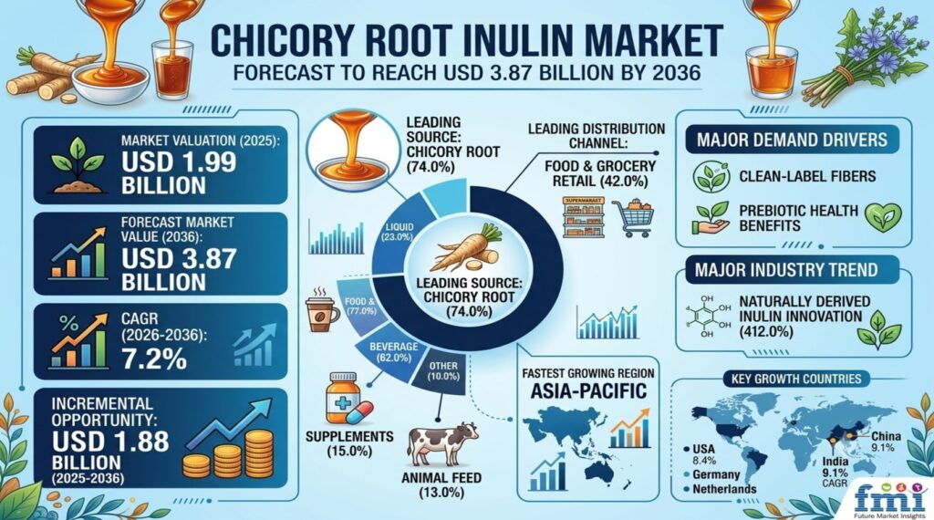 Chicory Root Inulin Market Set to Reach USD 3.87 Billion by 2036