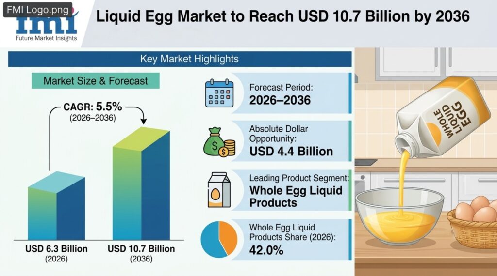 Liquid Egg Market to Reach USD 10.7 Billion by 2036