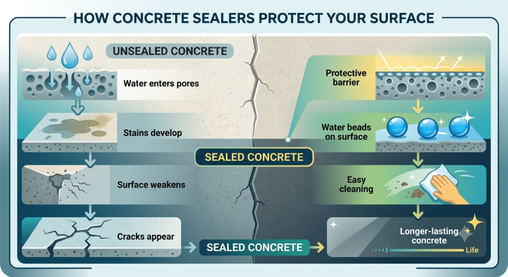 How Concrete Sealers Help Prevent Water Damage, Stains, and Surface Wear