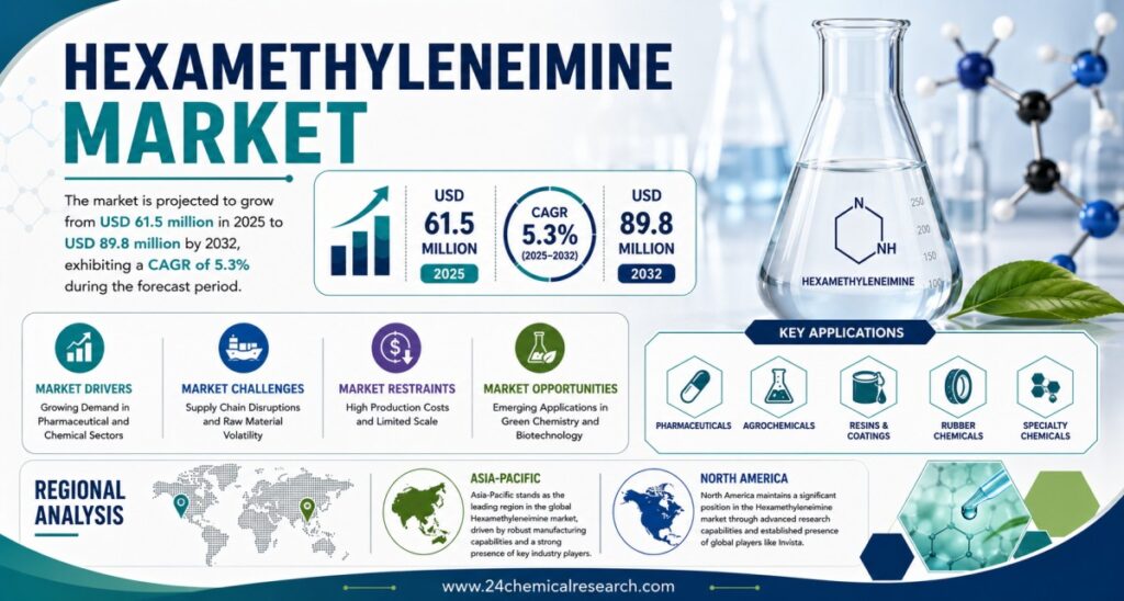 Hexamethyleneimine Market Set to Hit USD 89.8 Million by 2032 at 5.3% CAGR