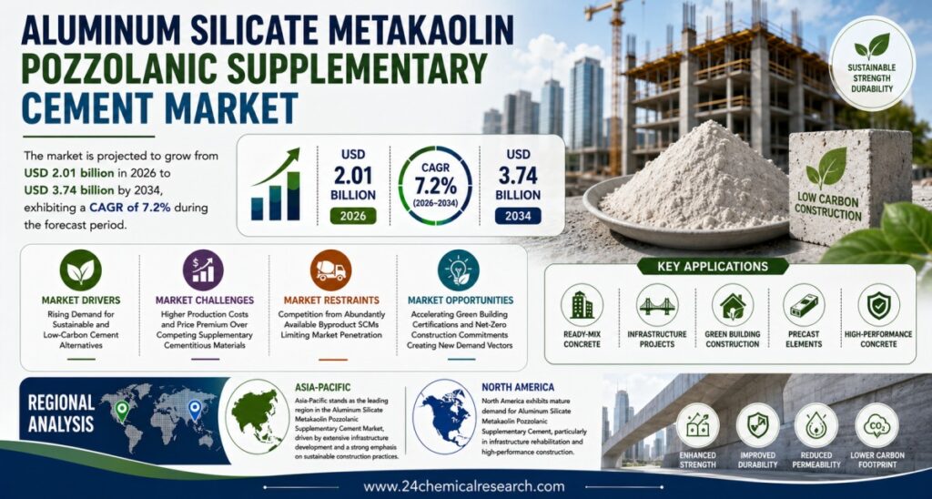 Aluminum Silicate Metakaolin Market to Reach USD 3.74 Billion by 2034 | 7.2% CAGR