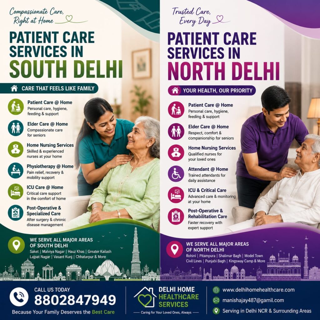 Recovering at Home: Why Patient Care Services in South Delhi and North Delhi Are Changing Family Healthcare