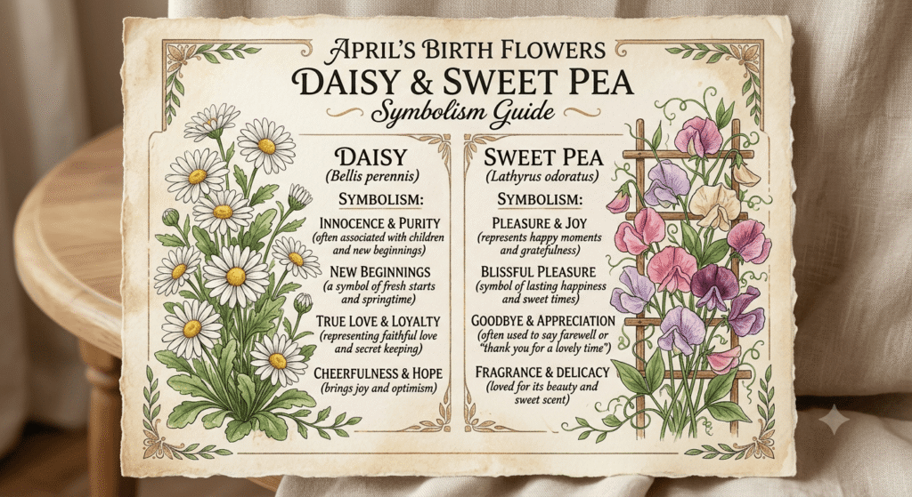 April’s Birth Flowers: Daisy and Sweet Pea Symbolism Guide
