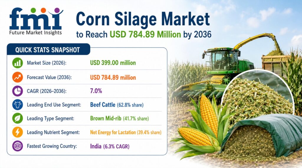 Corn Silage Market Grows from USD 399.00 Million in 2026 to USD 784.89 Million by 2036 at 7.0% CAGR