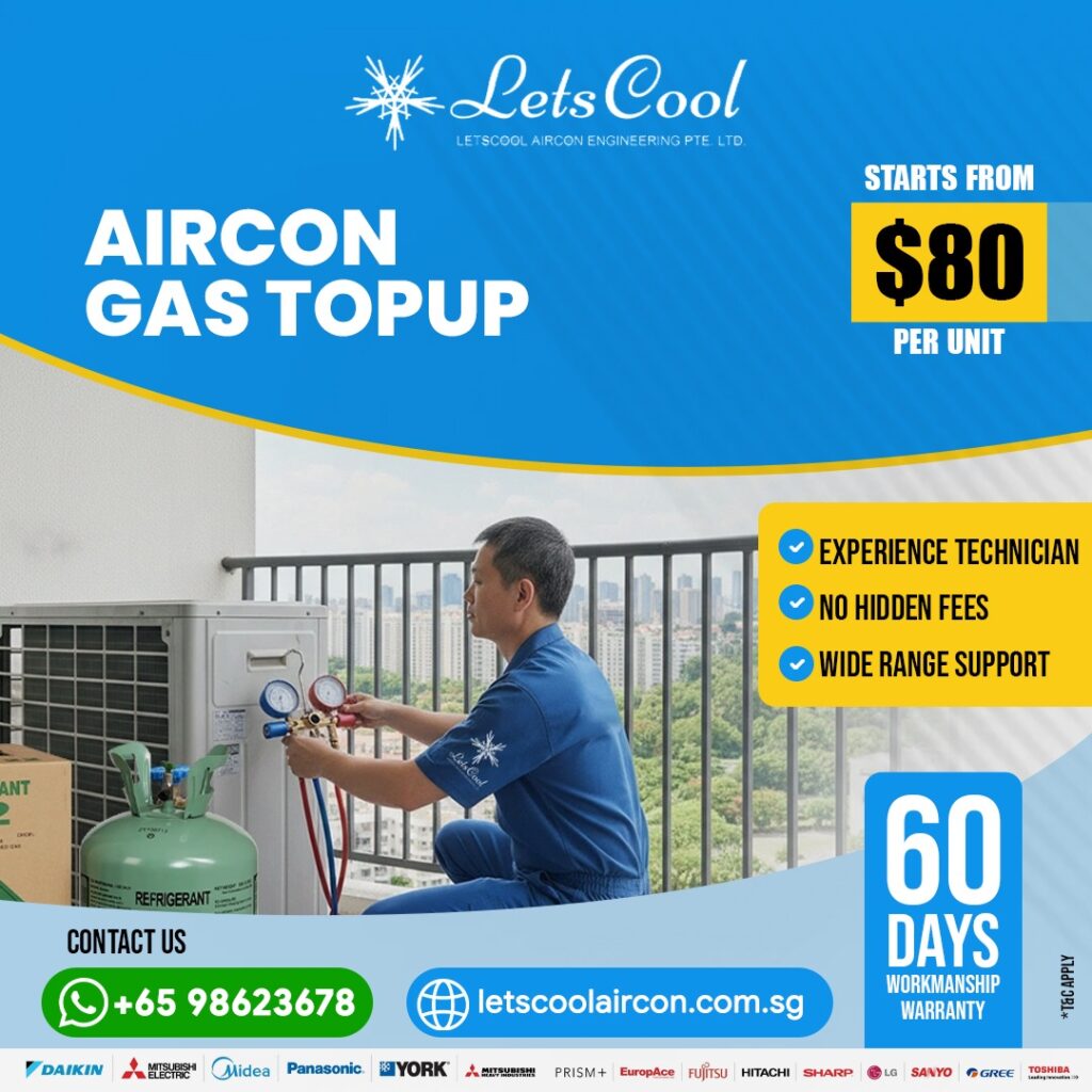 How often does an aircon need gas top-up?