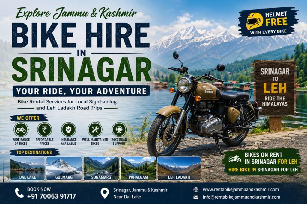Bike for Rent in Srinagar – Explore Kashmir with the Freedom of Two Wheels