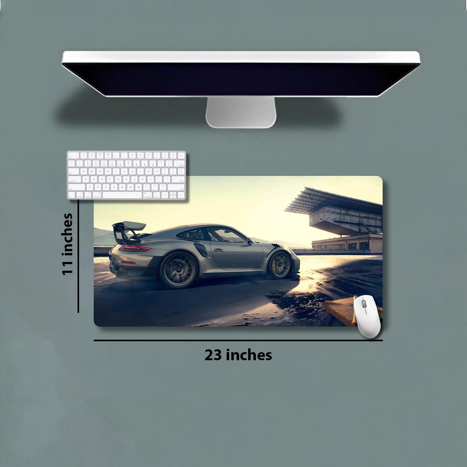 Sigma One white Porsche car | DESK MAT
