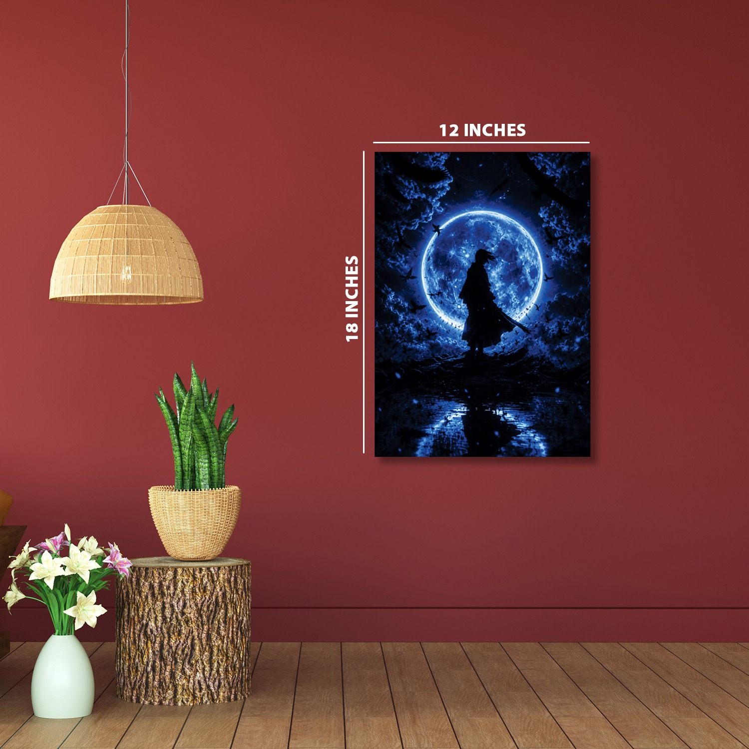 Giyu Tomioka Silhouette Demon Slaye || Silver Foil Poster 