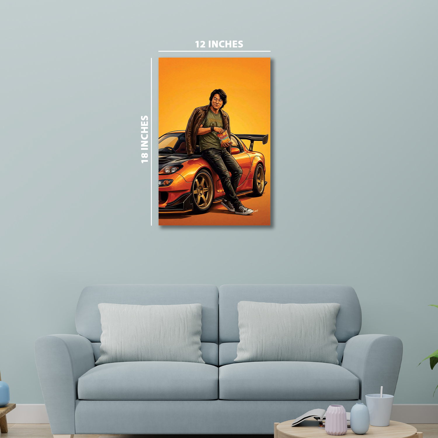 Han Lue orange Mazda RX-7|| Silver Foil Poster