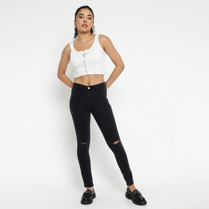 Amiiga Charcoal Mildly Distress Slim Fit Jeans