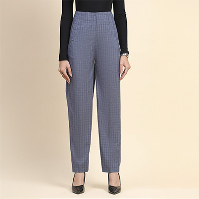 Cape and Cloth Grey High Waist Checkered Wide Leg Pant
