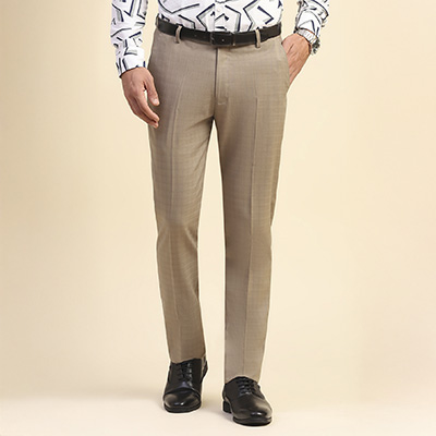 Mr. Huffman Sand Regular Fit Poly Lycra Trouser