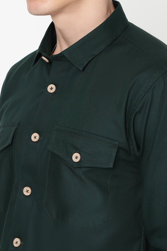 ABG Phthalo Green Double Pocket Casual Shirt