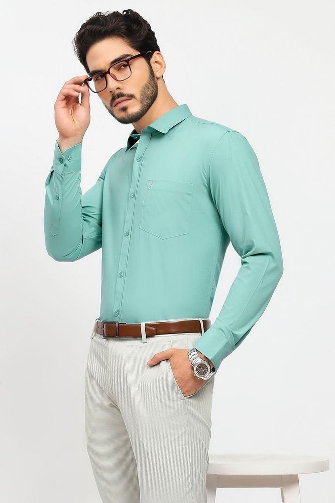 Ifazone Mens Aqua Green Solid Shirt with Fresh Color Tone and Stylish Finish Ifazone Mens Aqua Green Solid Shirt with Fresh Color Tone and Stylish Finish