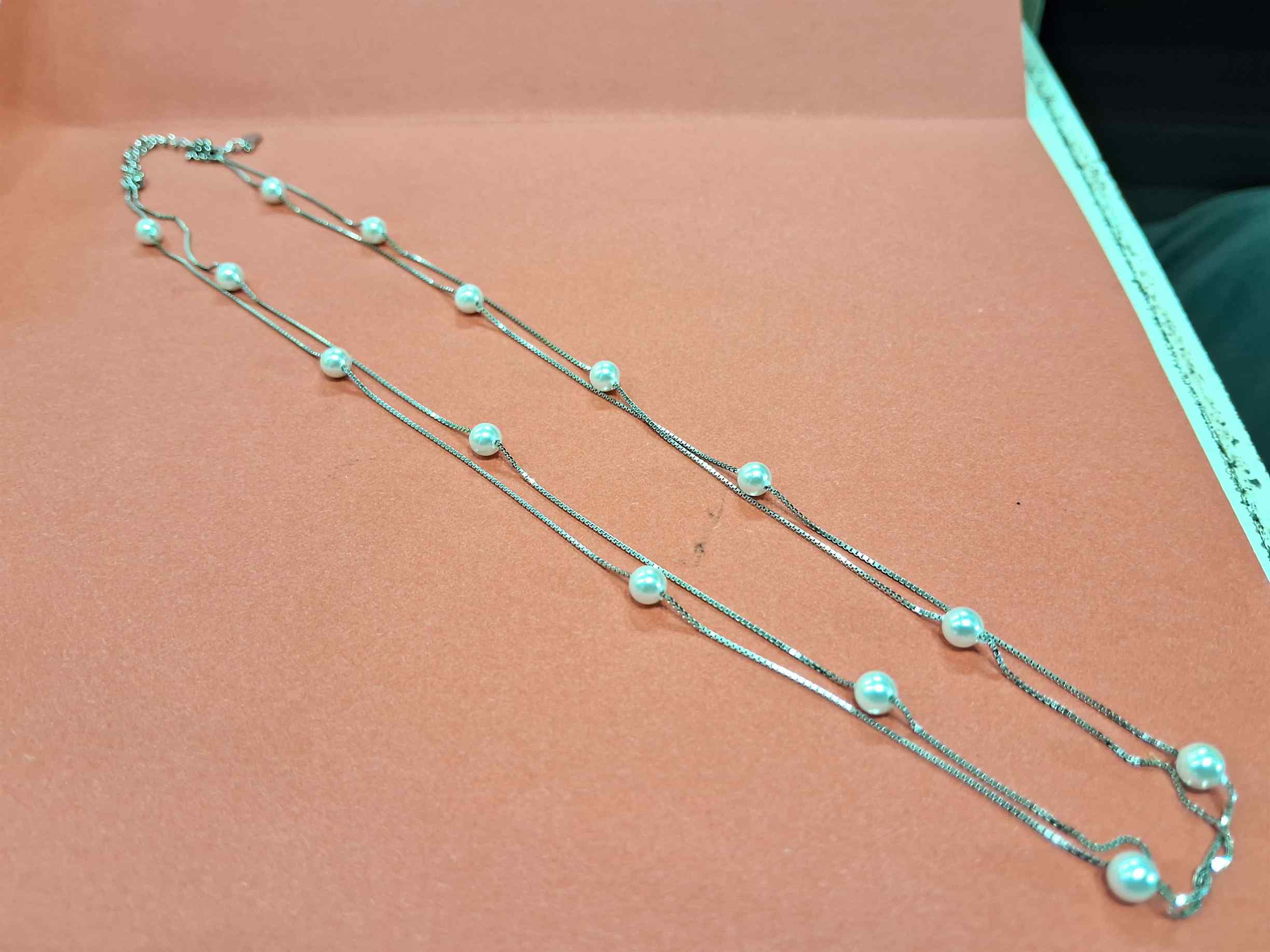 Embrace Elegance: Transform Your Style with the 925 Silver Pearls Double Line Chain