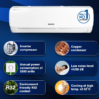 Voltas 1 Ton 3 Star Inverter Split AC (2024 Model) – Efficient Cooling with Smart Features
