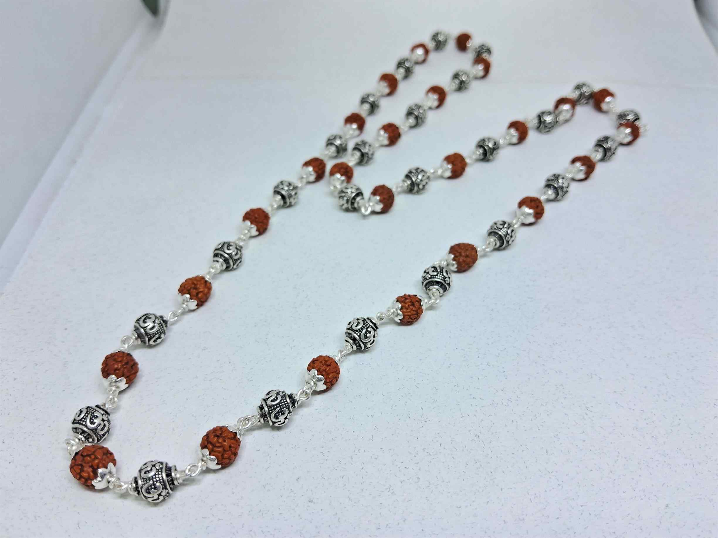 Embrace Serenity and Style: Discover the Power of the 925 Silver Rudraksha Mala Chain