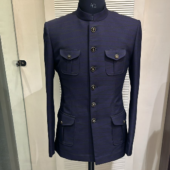 Embrace Elegance with the Purple 4-Patch Pocket Bandhgala