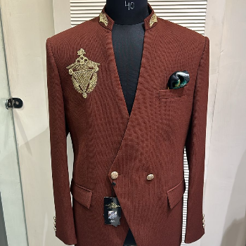 Embracing Elegance: The Tale of Rust Bandhgala with Embroidery