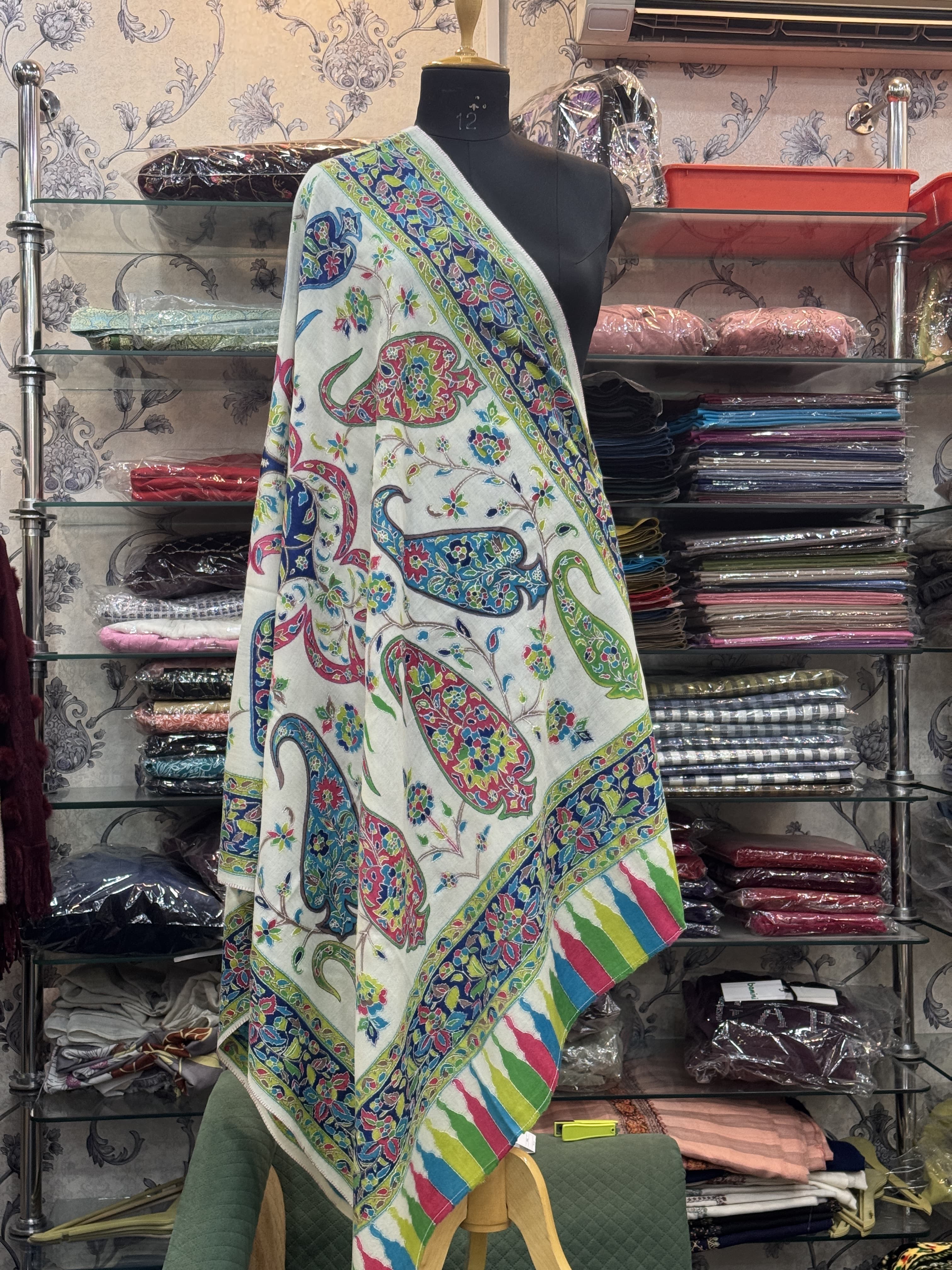 Embrace Heritage with a Handcrafted Kalamkari Semi-Pashmina Shawl | MUDASIR MANZOOR